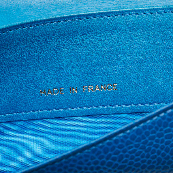 シャネル ココマーク 二つ折り財布 ブルー キャビアスキン レディース CHANEL 【中古】