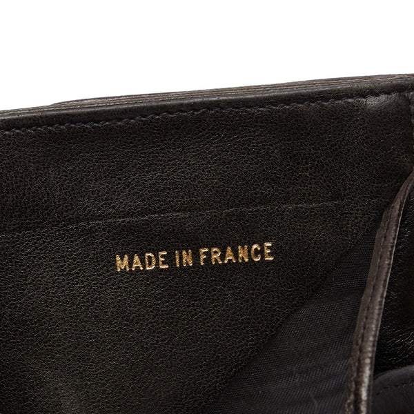 シャネル ココマーク 二つ折り財布 ブラック ラムスキン レディース CHANEL 【中古】