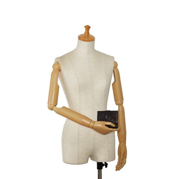 シャネル ココマーク 二つ折り財布 ブラック ラムスキン レディース CHANEL 【中古】