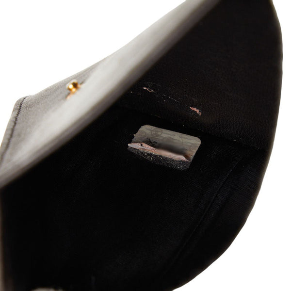 シャネル ココマーク 二つ折り財布 ブラック ラムスキン レディース CHANEL 【中古】