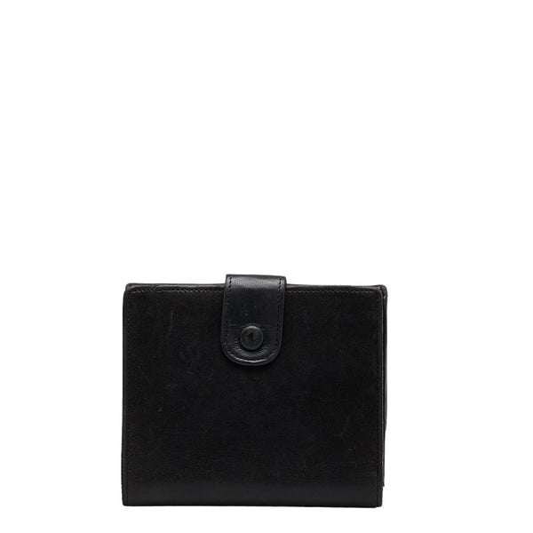 シャネル ココマーク 二つ折り財布 ブラック ラムスキン レディース CHANEL 【中古】