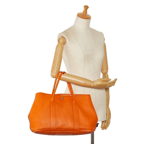 エルメス ガーデンパーティPM ハンドバッグ トートバッグ オレンジ ネゴンダ レディース HERMES 【中古】
