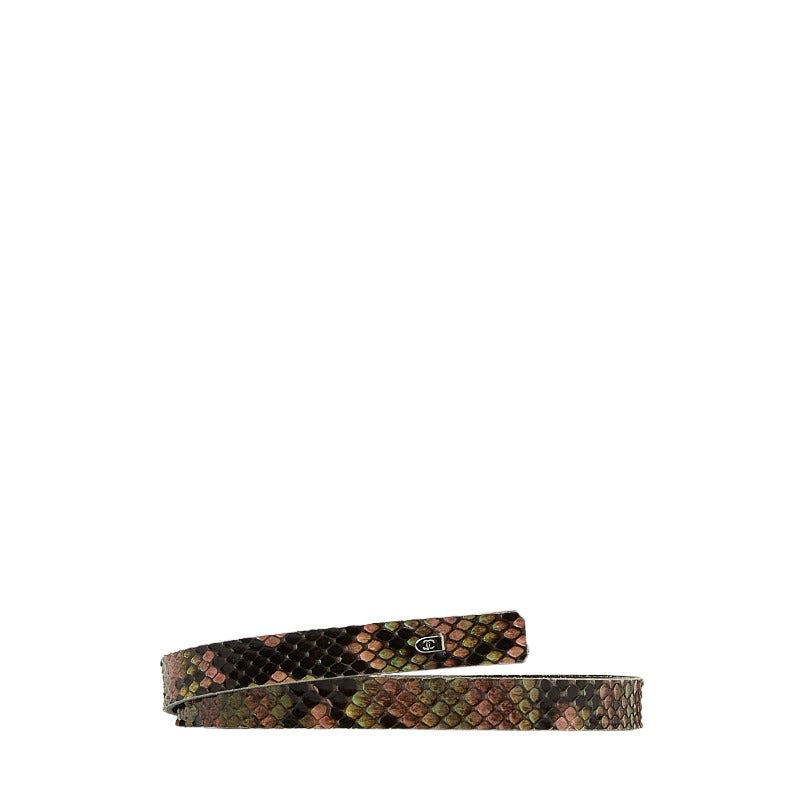 シャネル ココマーク ベルト ピンク マルチカラー パイソン レザー レディース CHANEL 【中古】