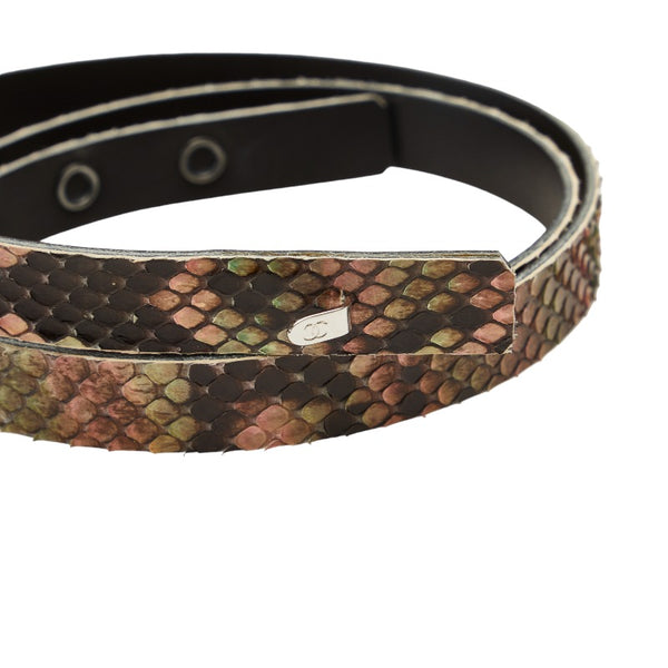 シャネル ココマーク ベルト ピンク マルチカラー パイソン レザー レディース CHANEL 【中古】