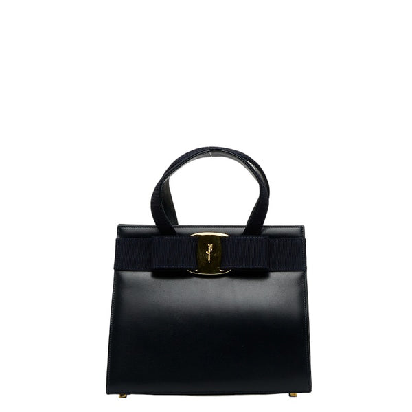 サルヴァトーレフェラガモ ヴァラ ハンドバッグ ショルダーバッグ 2WAY BA21 4178 ネイビー レザー レディース Salvatore Ferragamo 【中古】