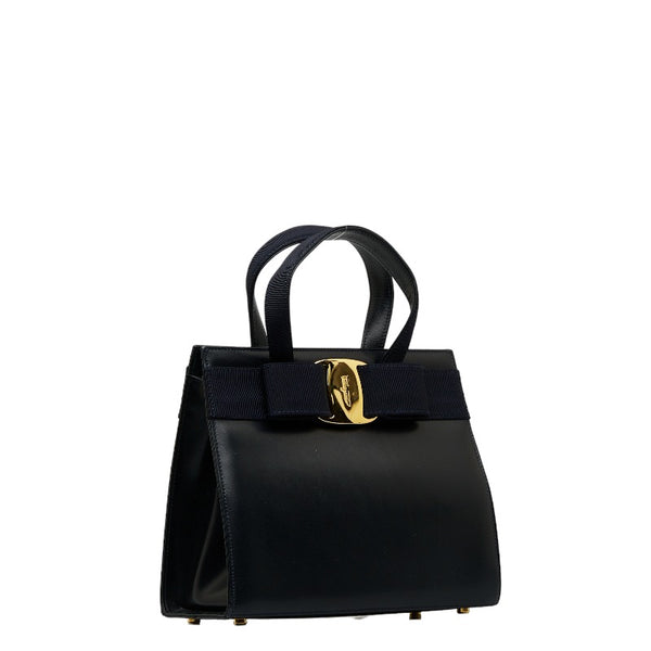 サルヴァトーレフェラガモ ヴァラ ハンドバッグ ショルダーバッグ 2WAY BA21 4178 ネイビー レザー レディース Salvatore Ferragamo 【中古】