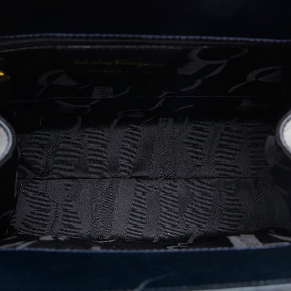 サルヴァトーレフェラガモ ヴァラ ハンドバッグ ショルダーバッグ 2WAY BA21 4178 ネイビー レザー レディース Salvatore Ferragamo 【中古】