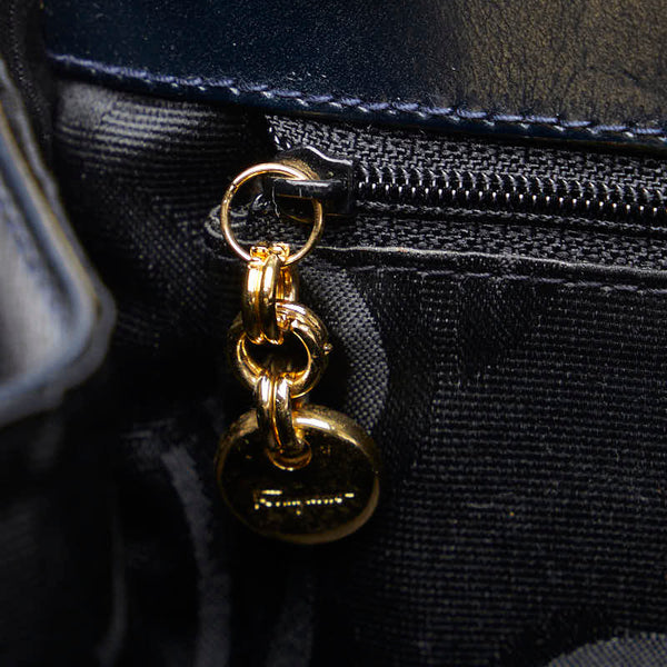 サルヴァトーレフェラガモ ヴァラ ハンドバッグ ショルダーバッグ 2WAY BA21 4178 ネイビー レザー レディース Salvatore Ferragamo 【中古】