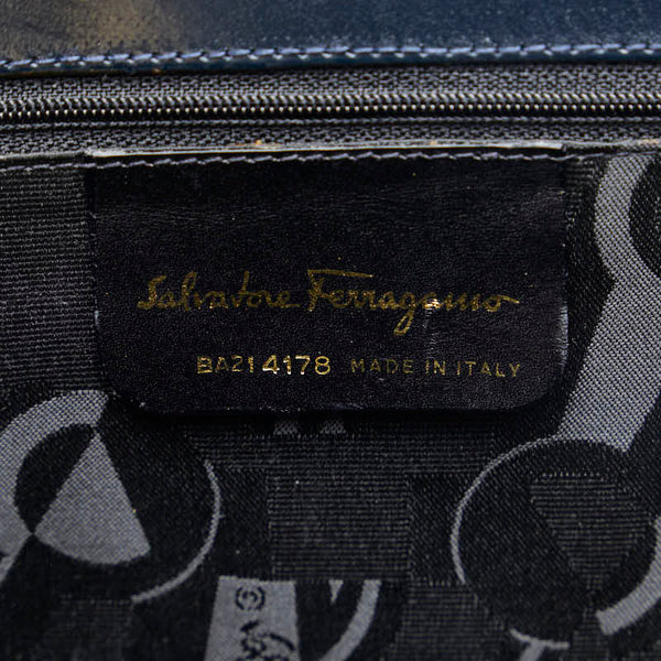 サルヴァトーレフェラガモ ヴァラ ハンドバッグ ショルダーバッグ 2WAY BA21 4178 ネイビー レザー レディース Salvatore Ferragamo 【中古】