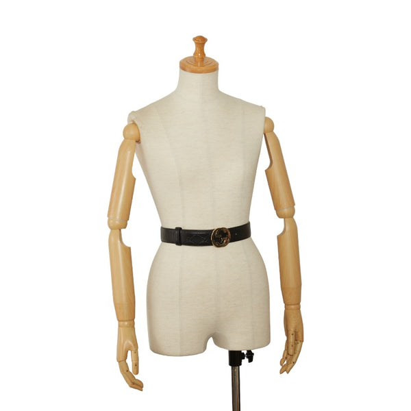 グッチ グッチシマ インターロッキングG ベルト 370543 ブラック レザー メンズ GUCCI 【中古】