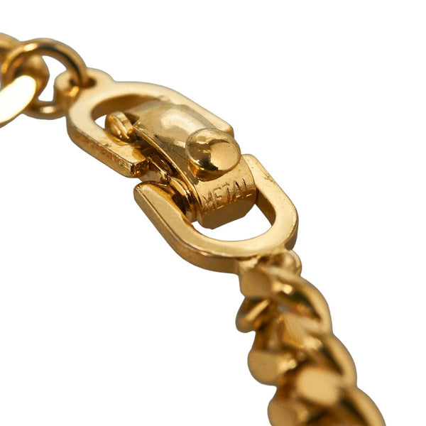 ディオール ロゴ ラインストーン チェーン ブレスレット ゴールド グリーン メッキ レディース Dior 【中古】