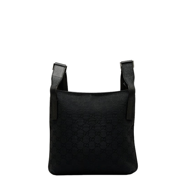 グッチ GGキャンバス 斜め掛け ショルダーバッグ 122793 ブラック キャンバス レザー レディース GUCCI 【中古】