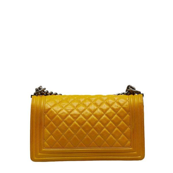 シャネル ボーイシャネル ココマーク 斜め掛け チェーン ショルダーバッグ イエロー レザー レディース CHANEL 【中古】