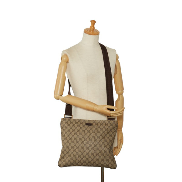 グッチ GGスプリーム 斜め掛け ショルダーバッグ 201446 ベージュ ブラウン PVC レザー レディース GUCCI 【中古】