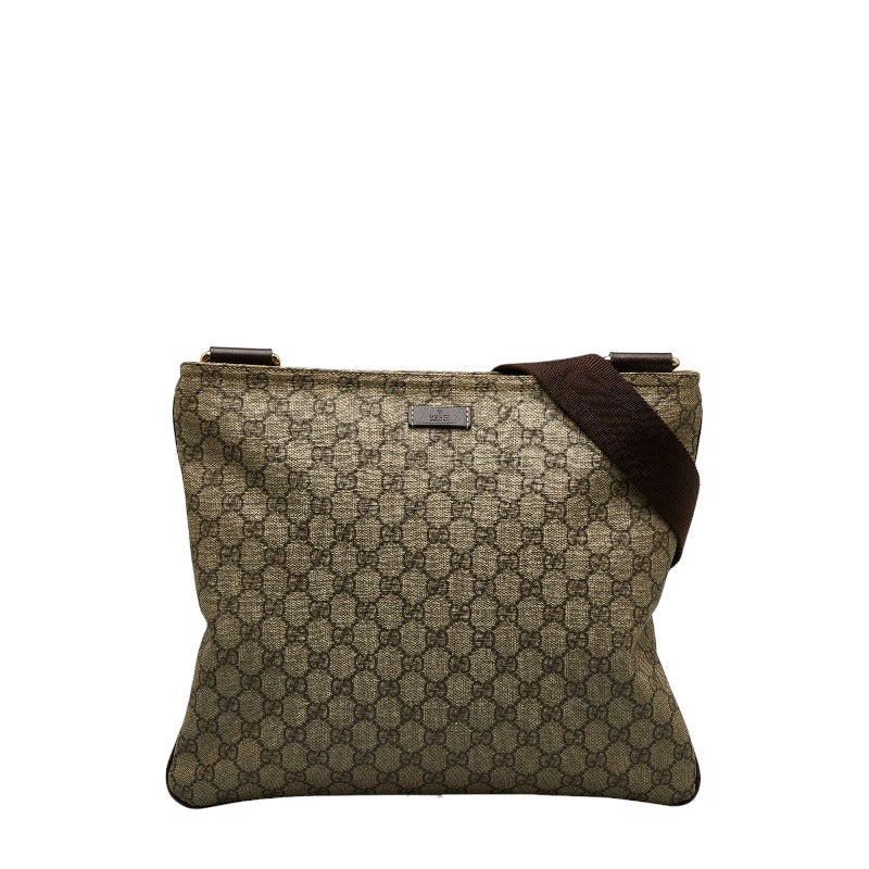 グッチ GGスプリーム 斜め掛け ショルダーバッグ 201446 ベージュ ブラウン PVC レザー レディース GUCCI 【中古】