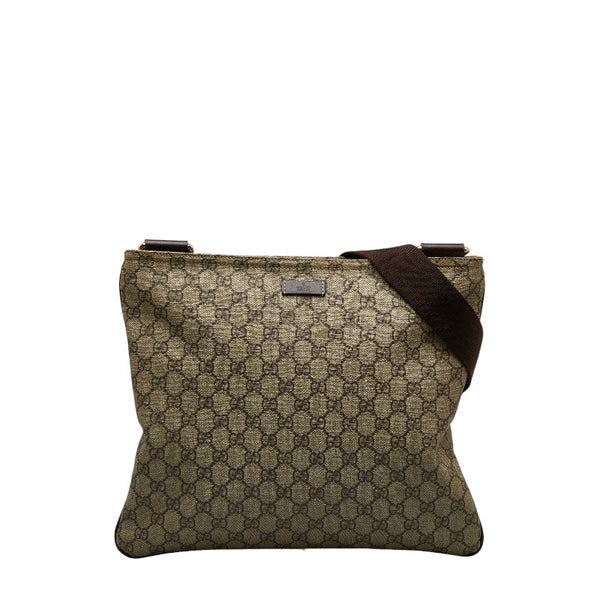 グッチ GGスプリーム 斜め掛け ショルダーバッグ 201446 ベージュ ブラウン PVC レザー レディース GUCCI 【中古】