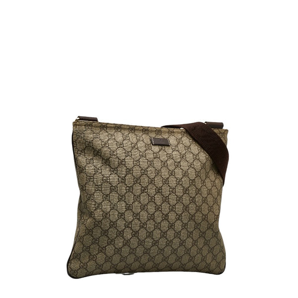 グッチ GGスプリーム 斜め掛け ショルダーバッグ 201446 ベージュ ブラウン PVC レザー レディース GUCCI 【中古】