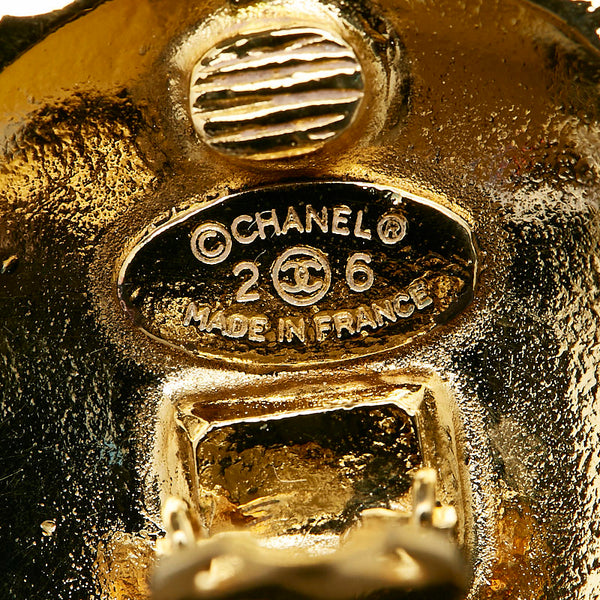 シャネル ラージ マトラッセ ココマーク ラウンド イヤリング ゴールド メッキ レディース CHANEL 【中古】