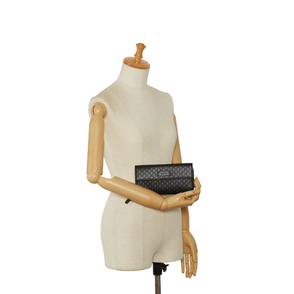 グッチ グッチシマ ラウンドファスナー 長財布 449364 ブラック レザー レディース GUCCI 【中古】