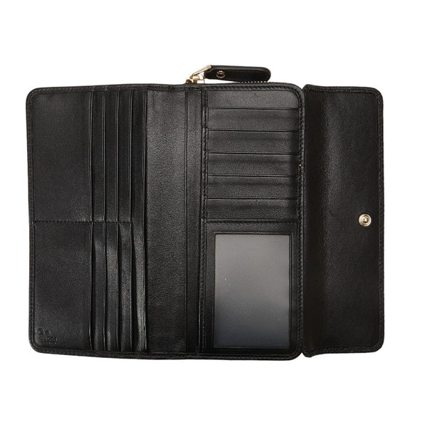 グッチ グッチシマ ラウンドファスナー 長財布 449364 ブラック レザー レディース GUCCI 【中古】