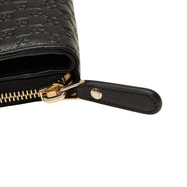 グッチ グッチシマ ラウンドファスナー 長財布 449364 ブラック レザー レディース GUCCI 【中古】