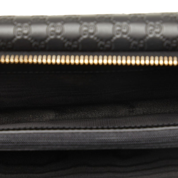 グッチ グッチシマ ラウンドファスナー 長財布 449364 ブラック レザー レディース GUCCI 【中古】