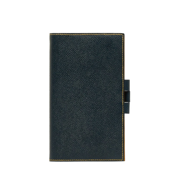 エルメス アジェンダ ヴィジョン 手帳カバー ネイビー イエロー クシュベル レザー レディース HERMES 【中古】