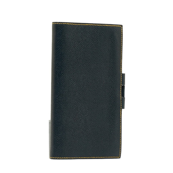 エルメス アジェンダ ヴィジョン 手帳カバー ネイビー イエロー クシュベル レザー レディース HERMES 【中古】