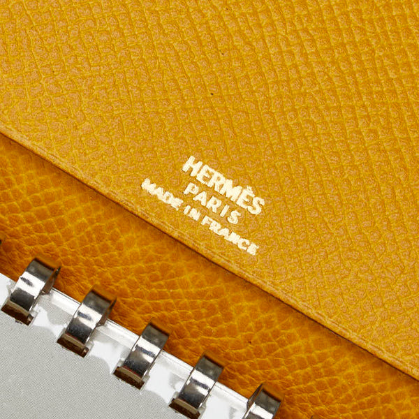 エルメス アジェンダ ヴィジョン 手帳カバー ネイビー イエロー クシュベル レザー レディース HERMES 【中古】