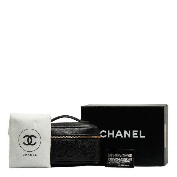 シャネル ココマーク 横型 バニティバッグ ハンドバッグ 3番台 ブラック キャビアスキン レディース CHANEL 【中古】