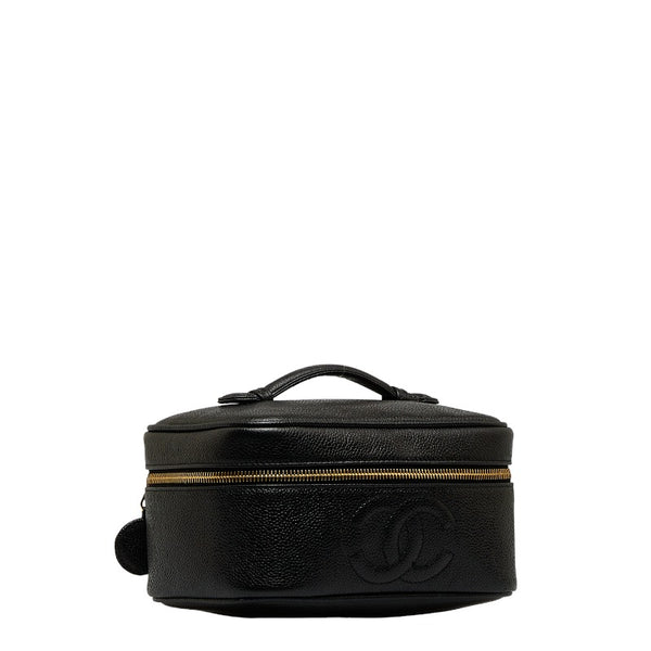 シャネル ココマーク 横型 バニティバッグ ハンドバッグ 3番台 ブラック キャビアスキン レディース CHANEL 【中古】
