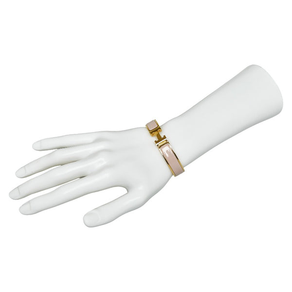 エルメス クリックH ブレスレット ゴールド ピンク メッキ エナメル レディース HERMES 【中古】