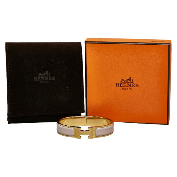 エルメス クリックH ブレスレット ゴールド ピンク メッキ エナメル レディース HERMES 【中古】