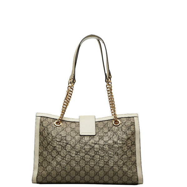 グッチ GGスプリーム パドロック ゴールド金具 チェーン ショルダーバッグ トートバッグ 479197 ベージュ アイボリー PVC レザー レディース GUCCI 【中古】