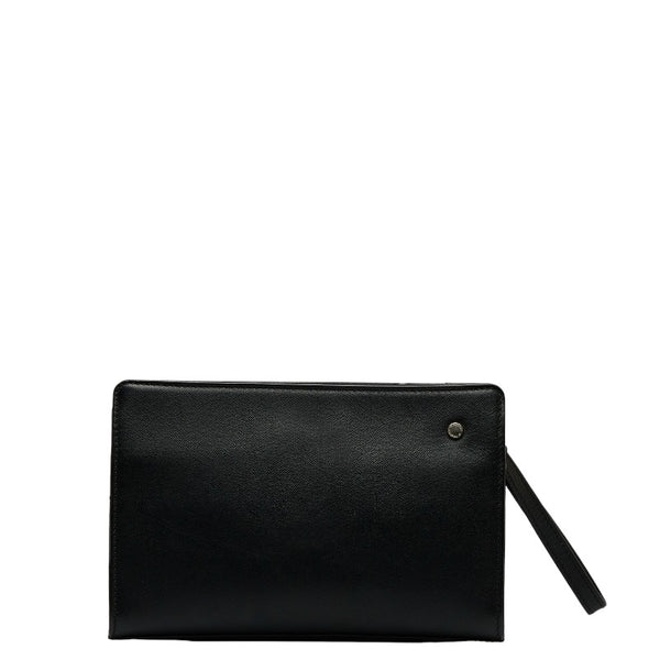 バーバリー ノバチェック クラッチバッグ フラットポーチ ブラック レザー レディース BURBERRY 【中古】