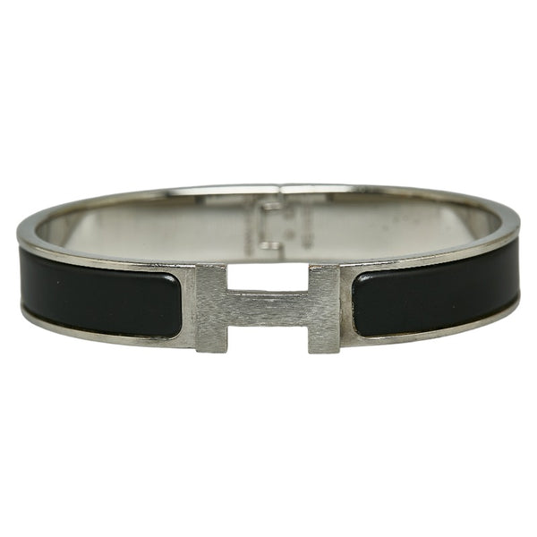 エルメス クリッククラックH PM バングル ブレスレット シルバー ブラック メタル レディース HERMES 【中古】