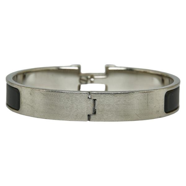 エルメス クリッククラックH PM バングル ブレスレット シルバー ブラック メタル レディース HERMES 【中古】