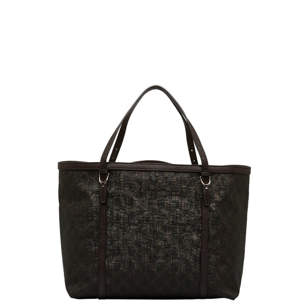 グッチ GGスプリーム トートバッグ 309613 ブラウン PVC レザー レディース GUCCI 【中古】