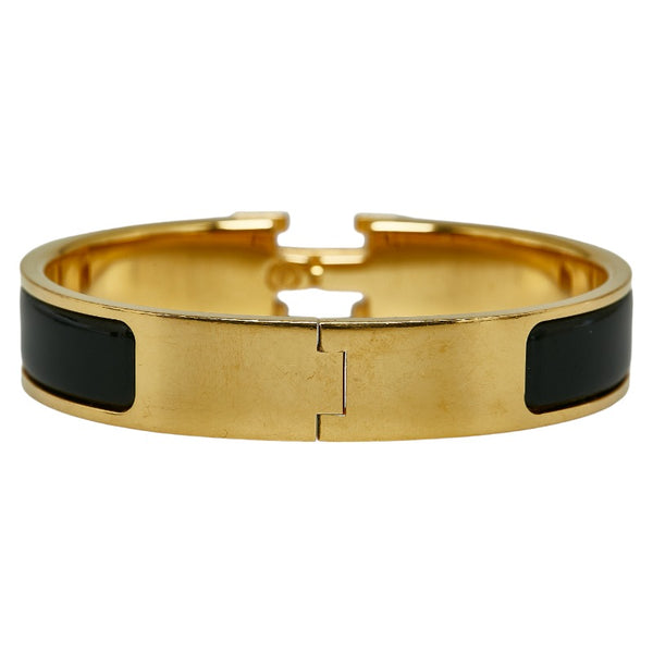 エルメス クリッククラックH PM バングル ブレスレット ゴールド ブラック メッキ エナメル レディース HERMES 【中古】