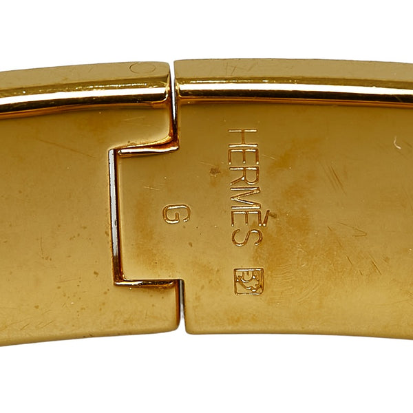 エルメス クリッククラックH PM バングル ブレスレット ゴールド ブラック メッキ エナメル レディース HERMES 【中古】