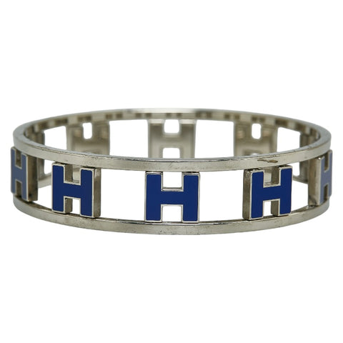 エルメス ロンドアッシュ バングル ブルー シルバー メタル レディース HERMES 【中古】