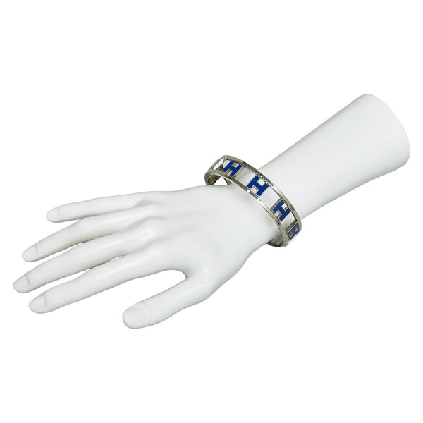 エルメス ロンドアッシュ バングル ブルー シルバー メタル レディース HERMES 【中古】