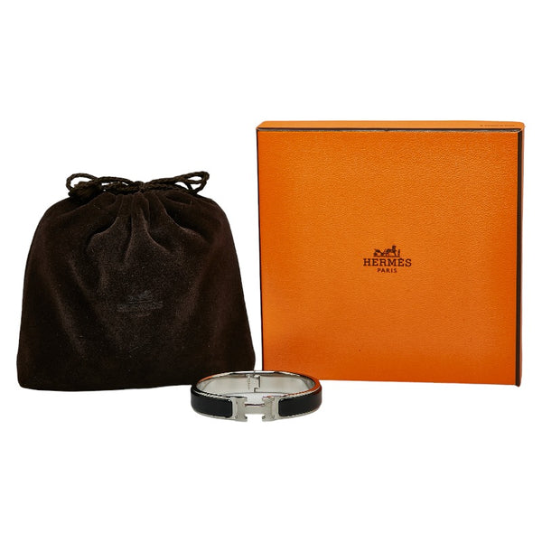 エルメス クリッククラックPM バングル ブレスレット シルバー ブラック メタル レディース HERMES 【中古】