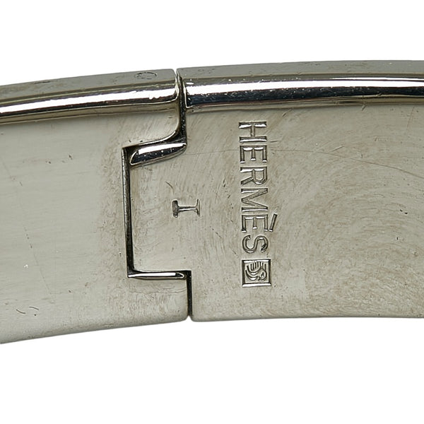 エルメス クリッククラックH PM バングル ブレスレット シルバー ホワイト メタル エナメル レディース HERMES 【中古】