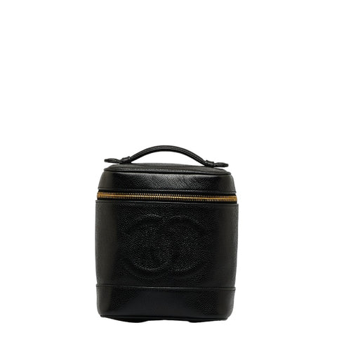 シャネル ココマーク バニティバッグ ブラック ゴールド キャビアスキン レディース CHANEL 【中古】