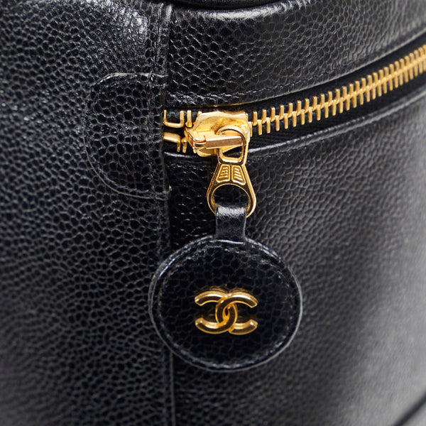 シャネル ココマーク バニティバッグ ブラック ゴールド キャビアスキン レディース CHANEL 【中古】