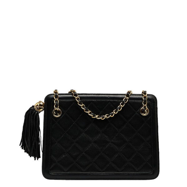 シャネル マトラッセ ココマーク フリンジ ゴールド金具 チェーン ショルダーバッグ ブラック ラムスキン レディース CHANEL 【中古】