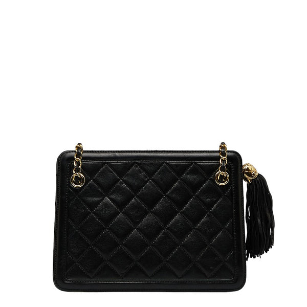 シャネル マトラッセ ココマーク フリンジ ゴールド金具 チェーン ショルダーバッグ ブラック ラムスキン レディース CHANEL 【中古】