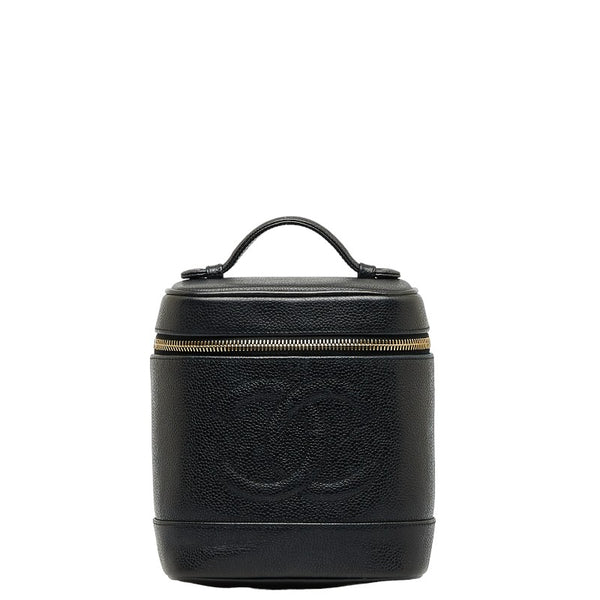 シャネル デカココマーク バニティバッグ ブラック キャビアスキン レディース CHANEL 【中古】
