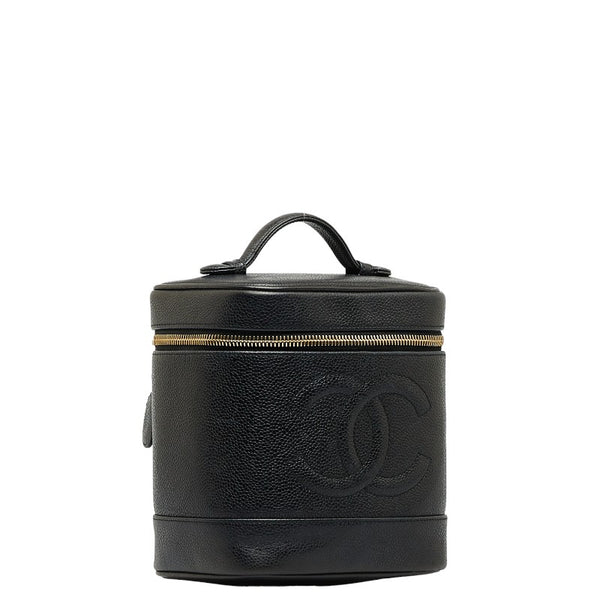 シャネル デカココマーク バニティバッグ ブラック キャビアスキン レディース CHANEL 【中古】